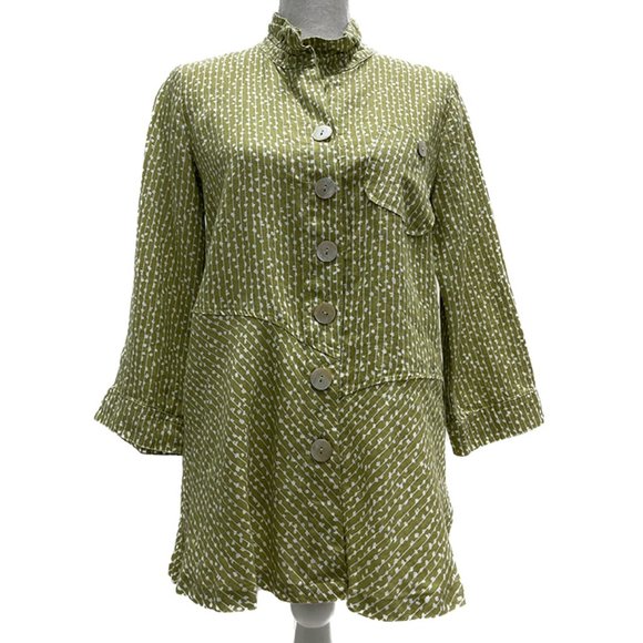 John Mark Tops - NWT JOHN MARK Linen Print Button Front Lagenlook Tunic